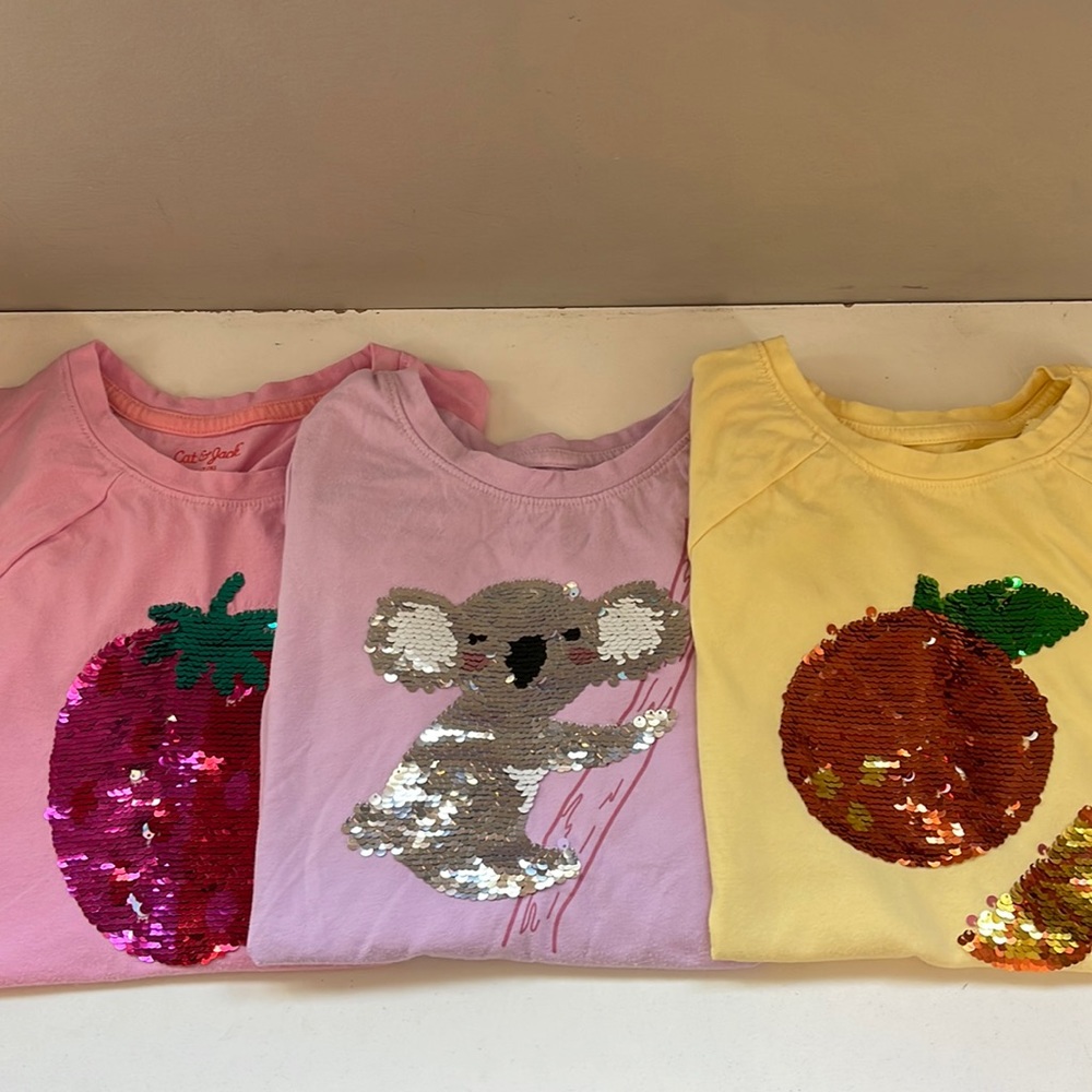 Cat & Jack Flippy Sequins Lot Koala Orange Strawberry M 7/8